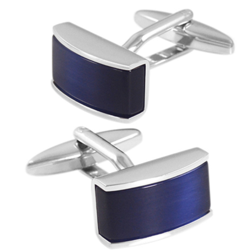 Blue Men&apos;s French Cat Eye Gemstone Cufflinks