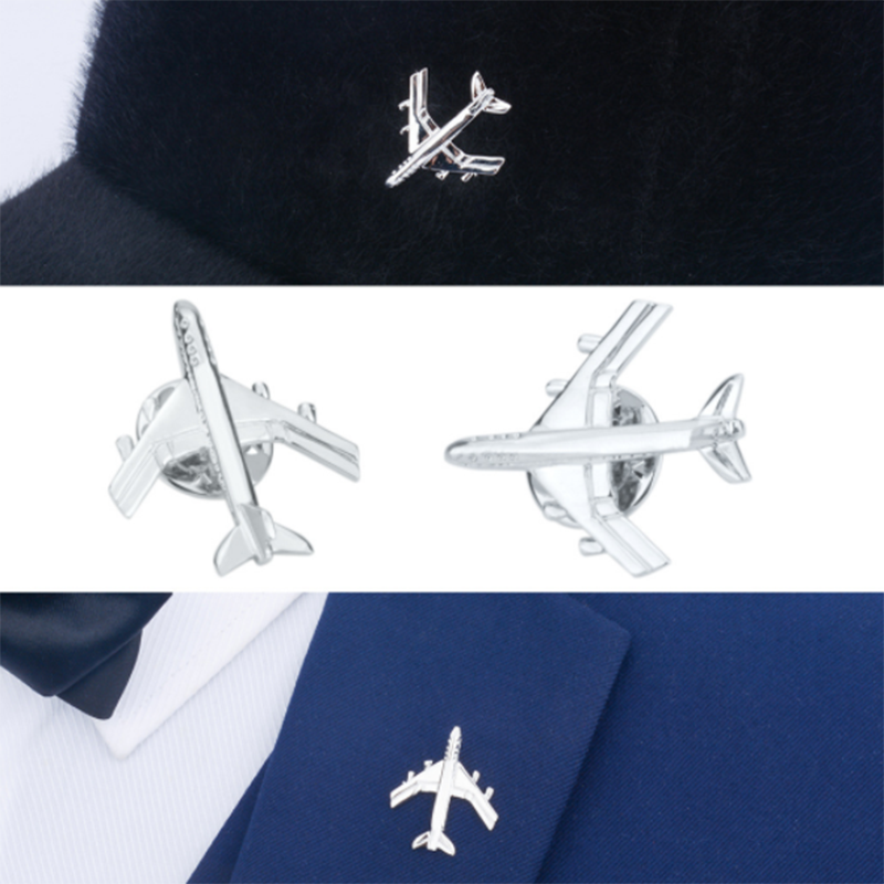 European and American silver men&apos;s delicate retro airplane brooch