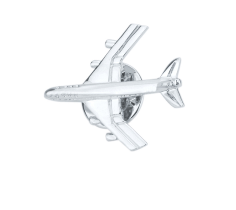 European and American silver men&apos;s delicate retro airplane brooch
