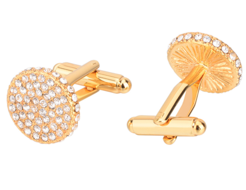 Men&apos;s and women&apos;s business wild gold and diamond round crystal cufflinks