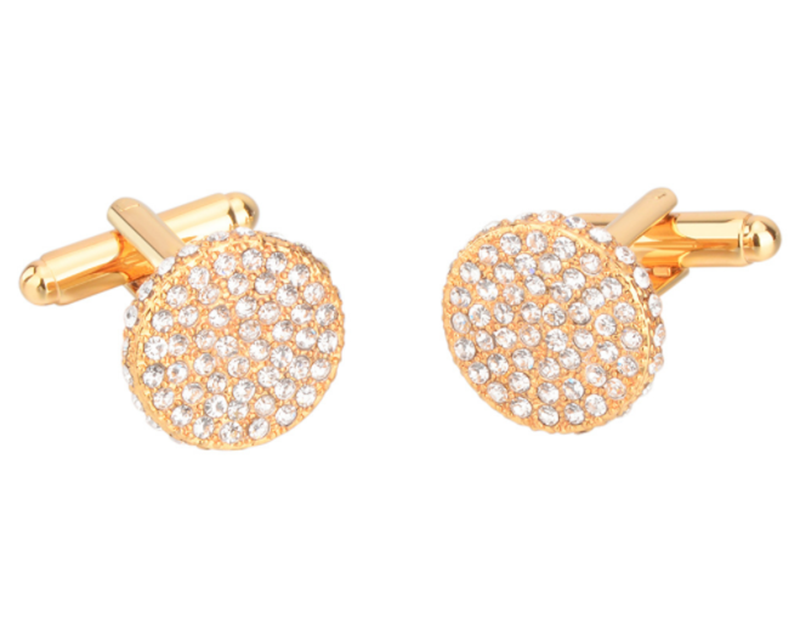 Men&apos;s and women&apos;s business wild gold and diamond round crystal cufflinks