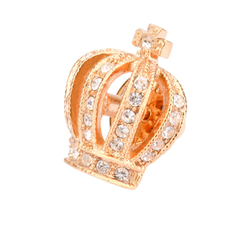 Gold Crystal Queen Crown Suit Brooch