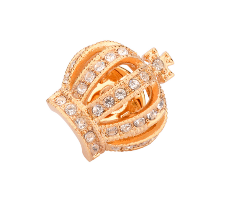 Gold Crystal Queen Crown Suit Brooch