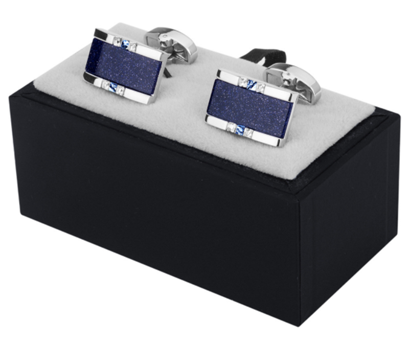 Men&apos;s Premium Business Luxury Rectangular Blue Sandstone Crystal Wedding Cufflinks