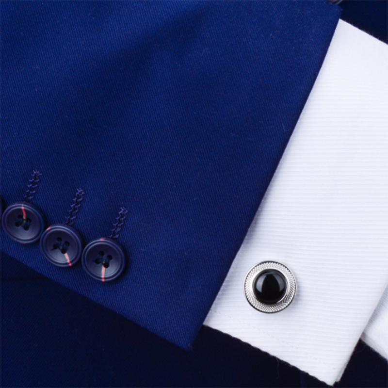 Metal Round Agate Men&apos;s Suit Shirt Cufflinks