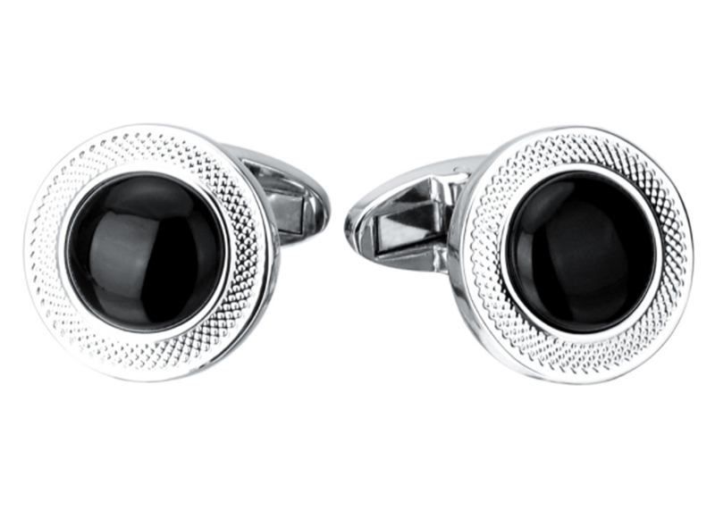 Metal Round Agate Men&apos;s Suit Shirt Cufflinks