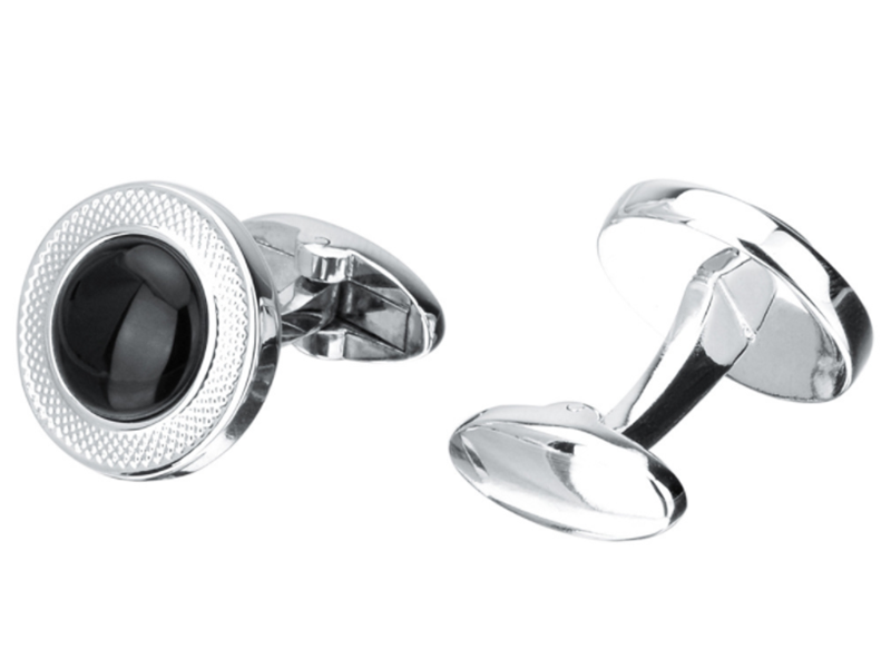 Metal Round Agate Men&apos;s Suit Shirt Cufflinks