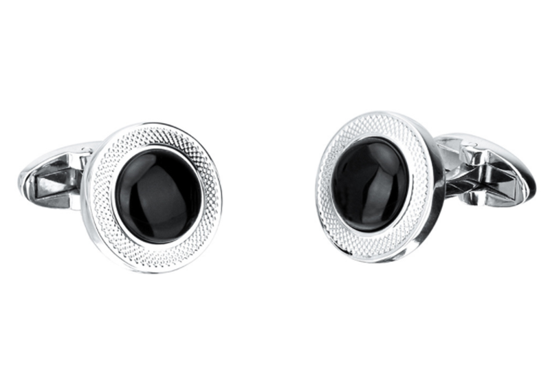 Metal Round Agate Men&apos;s Suit Shirt Cufflinks
