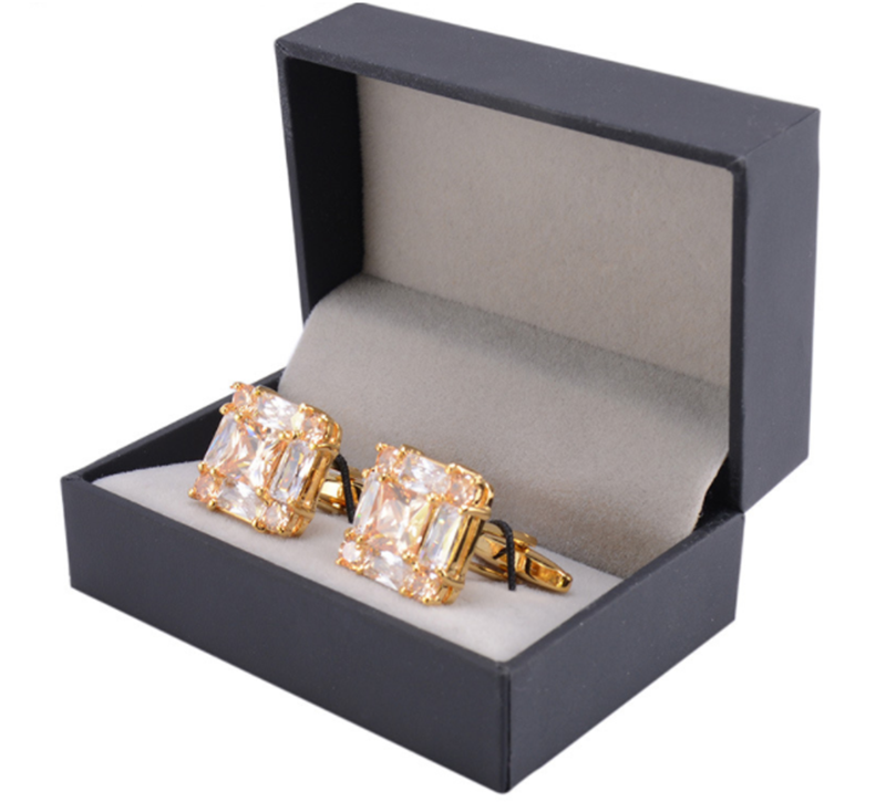 Bright Gold White Gemstone Cufflinks
