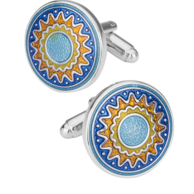 High-grade colorful enamel sun flower cufflinks