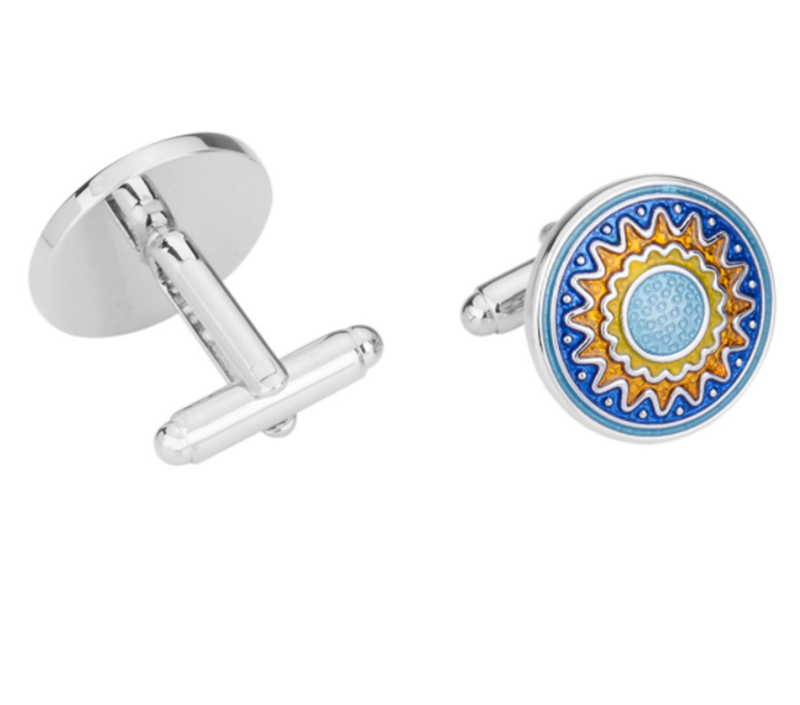 High-grade colorful enamel sun flower cufflinks