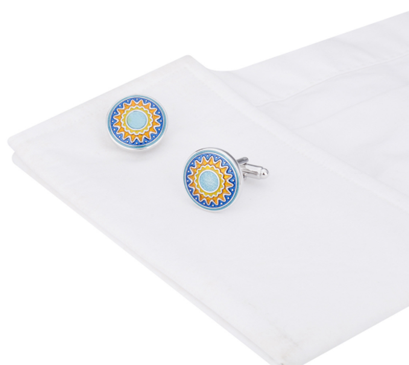 High-grade colorful enamel sun flower cufflinks