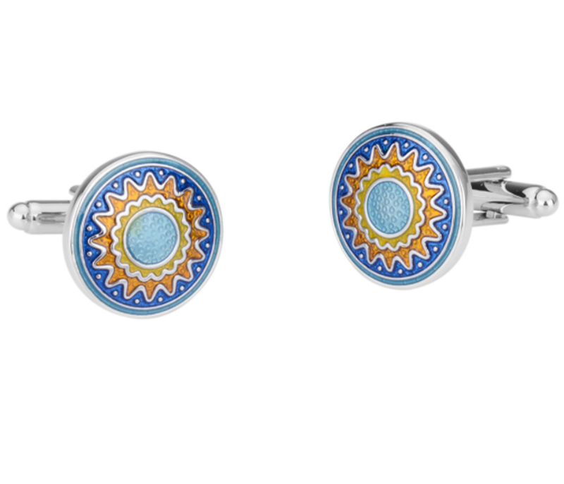 High-grade colorful enamel sun flower cufflinks