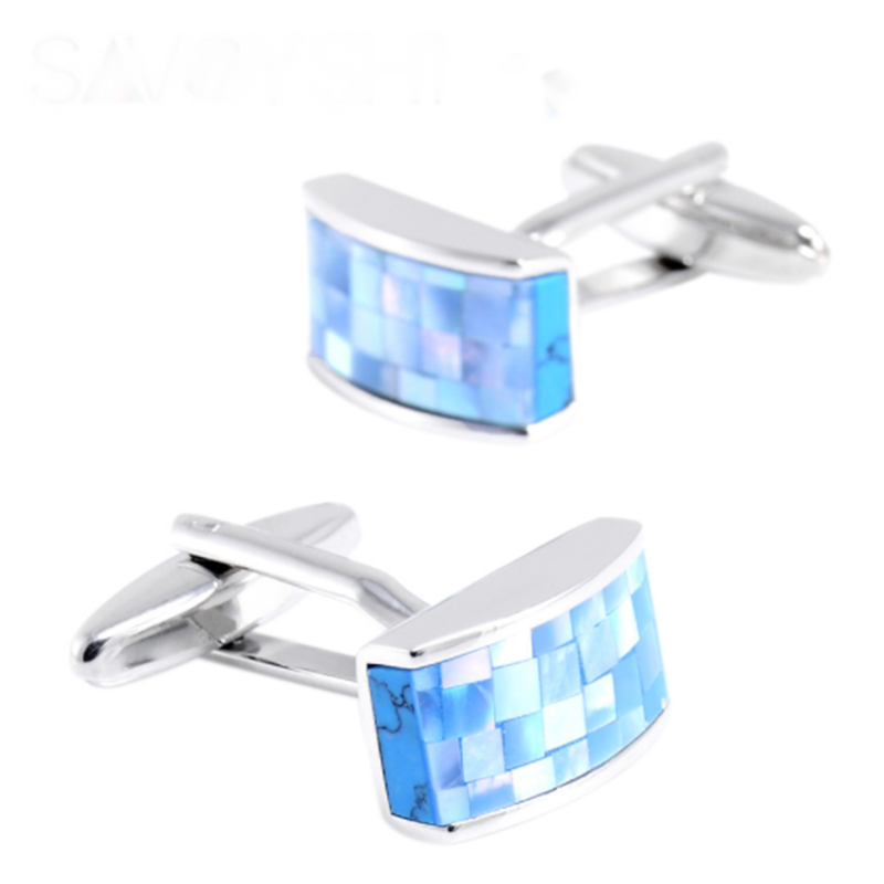Business shirt blue spell shell cufflinks