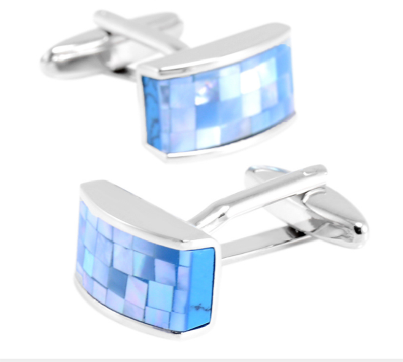 Business shirt blue spell shell cufflinks