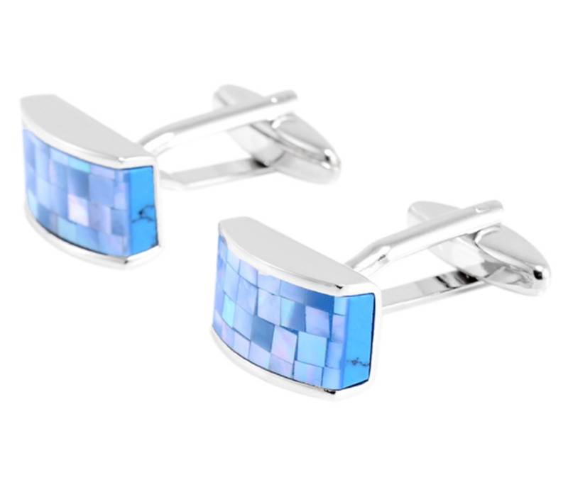 Business shirt blue spell shell cufflinks