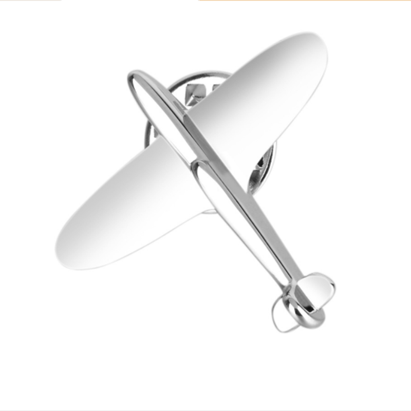 Silver delicate vintage electroplated airplane brooch
