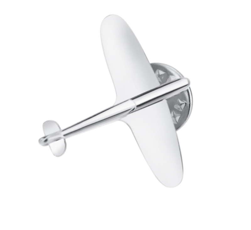 Silver delicate vintage electroplated airplane brooch