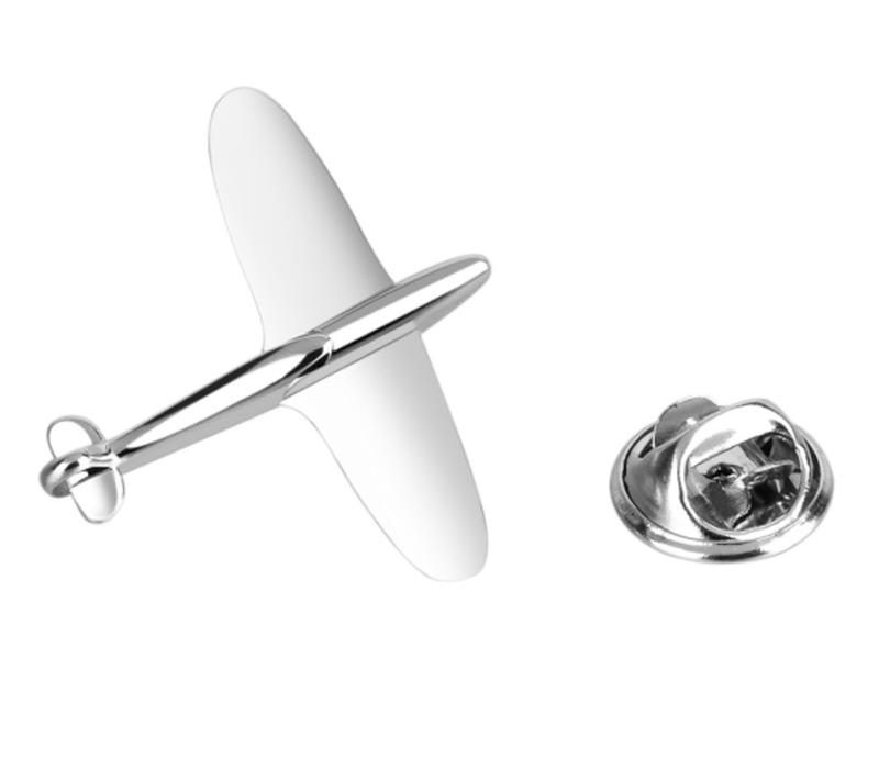 Silver delicate vintage electroplated airplane brooch