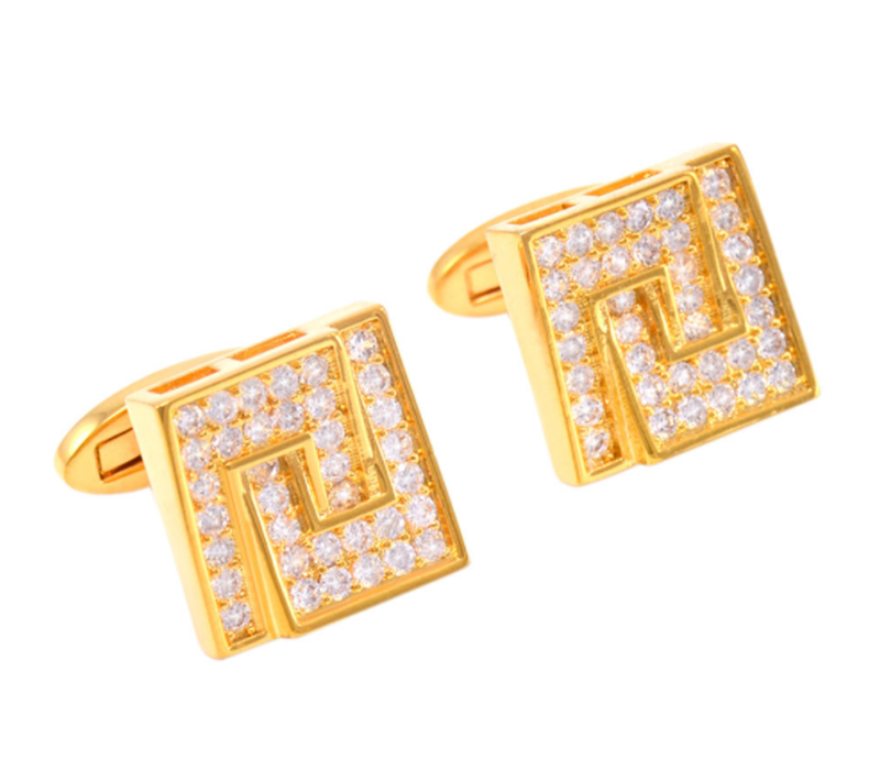 High-end men&apos;s business French shirt gemstone zircon cufflinks