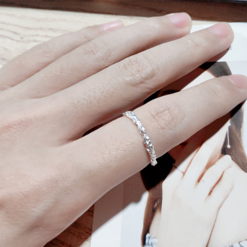 S925 Tree branch opening fresh literary style temperament sterling silver couple ring