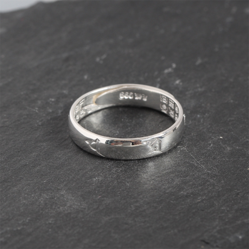 S925 Simple personality creative Sanskrit inscribed sterling silver ring