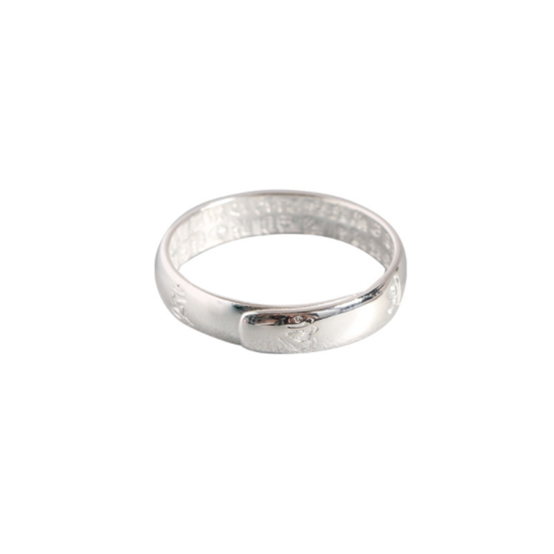 S925 Simple personality creative Sanskrit inscribed sterling silver ring