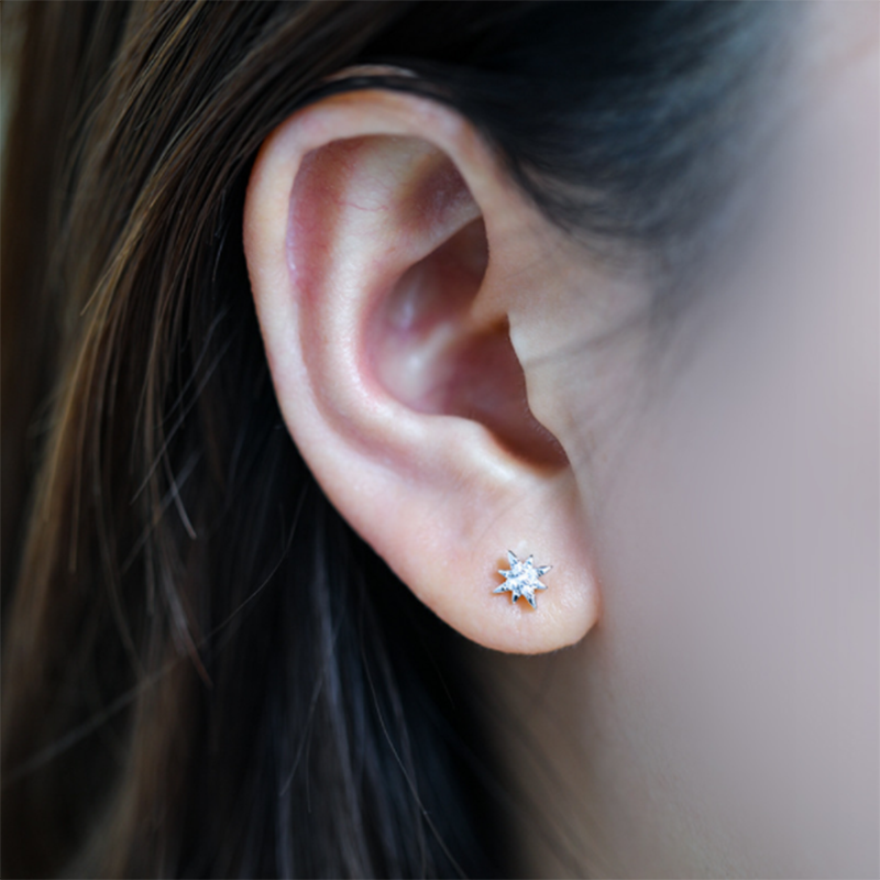 S925 Korean version of Super Sensi sterling silver stellar zircon stud earrings