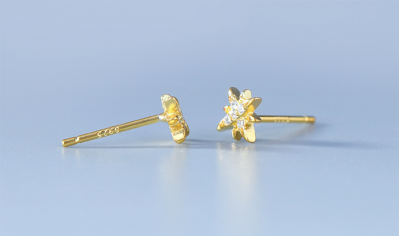 S925 Korean version of Super Sensi sterling silver stellar zircon stud earrings