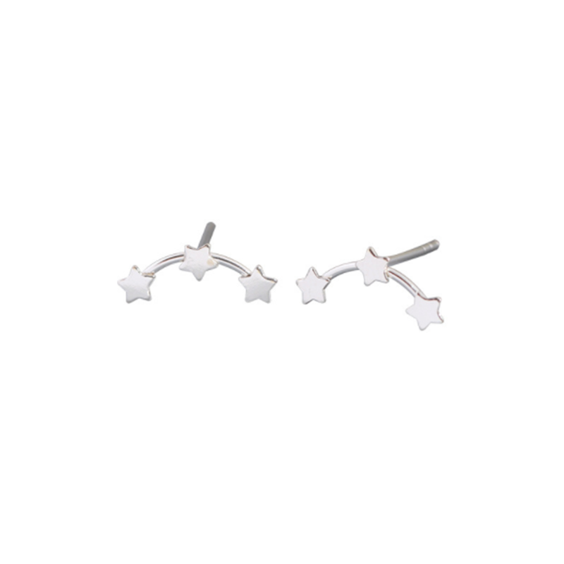 S925  Brushed Star Love Dot Trinity Tremella Earrings
