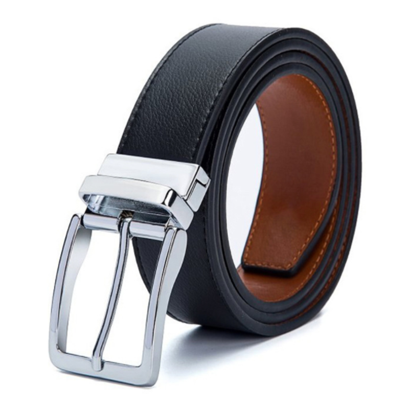 Fashion casual double sided pure leather cowhide pin buckle men&apos;s belt