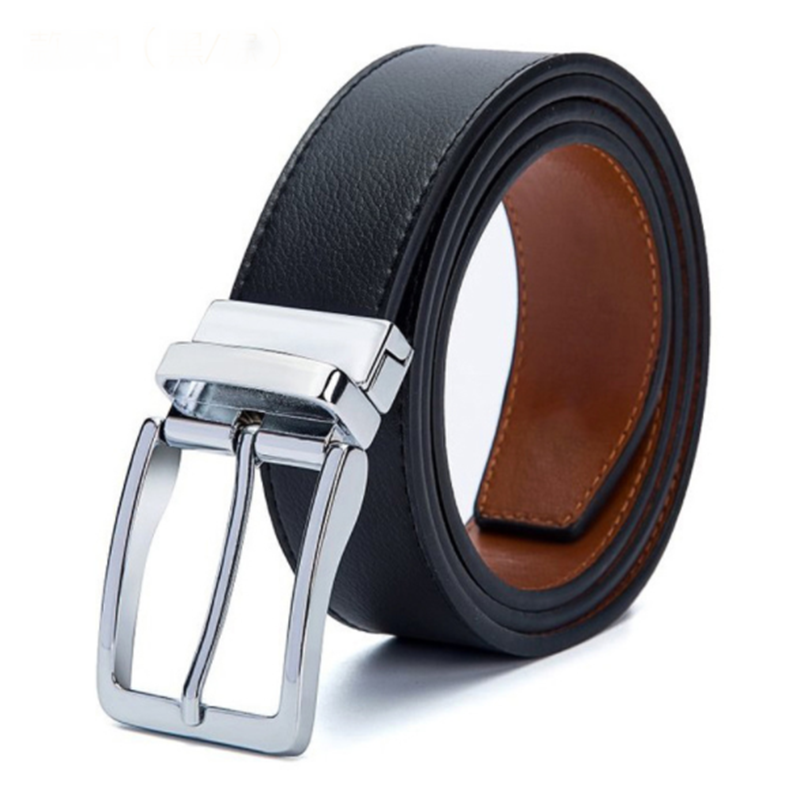 Fashion casual double sided pure leather cowhide pin buckle men&apos;s belt
