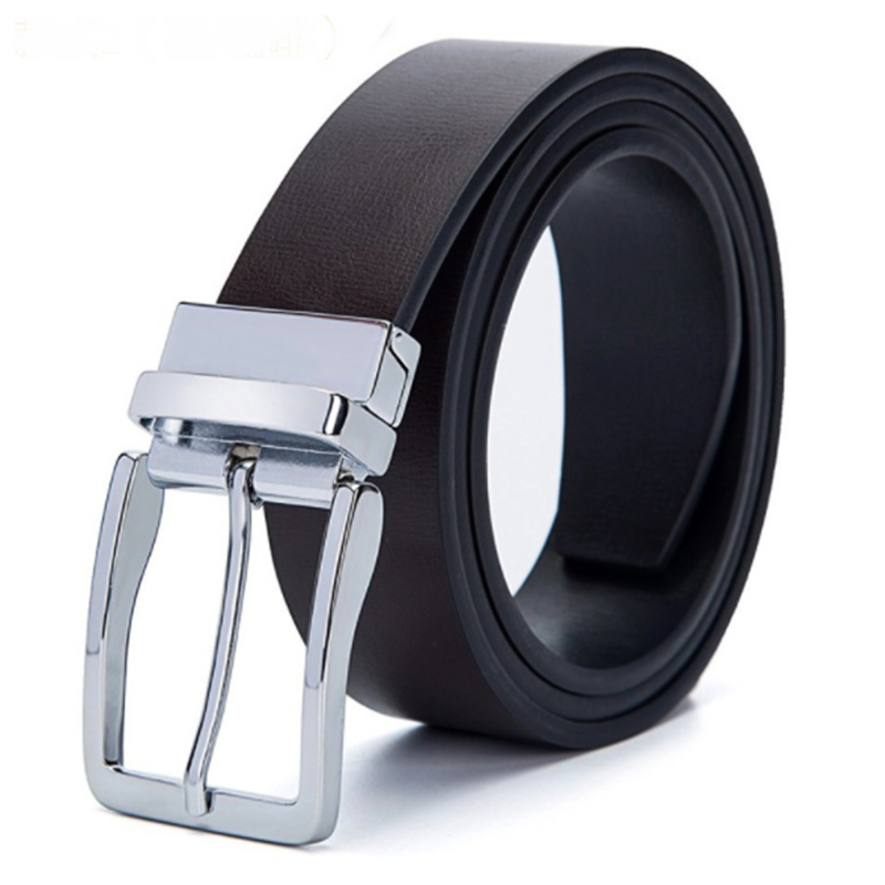 Fashion casual double sided pure leather cowhide pin buckle men&apos;s belt
