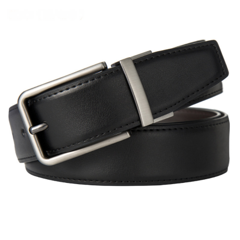 Fashion casual double sided pure leather cowhide pin buckle men&apos;s belt