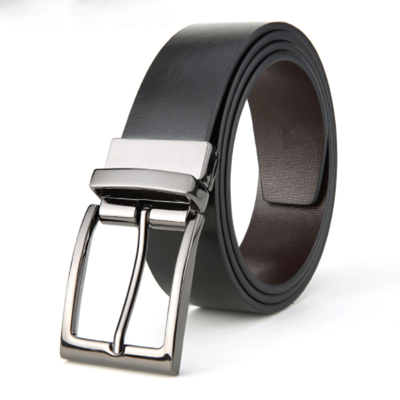Fashion casual double sided pure leather cowhide pin buckle men&apos;s belt