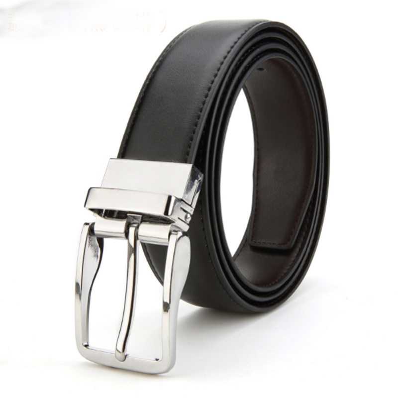 Fashion casual double sided pure leather cowhide pin buckle men&apos;s belt