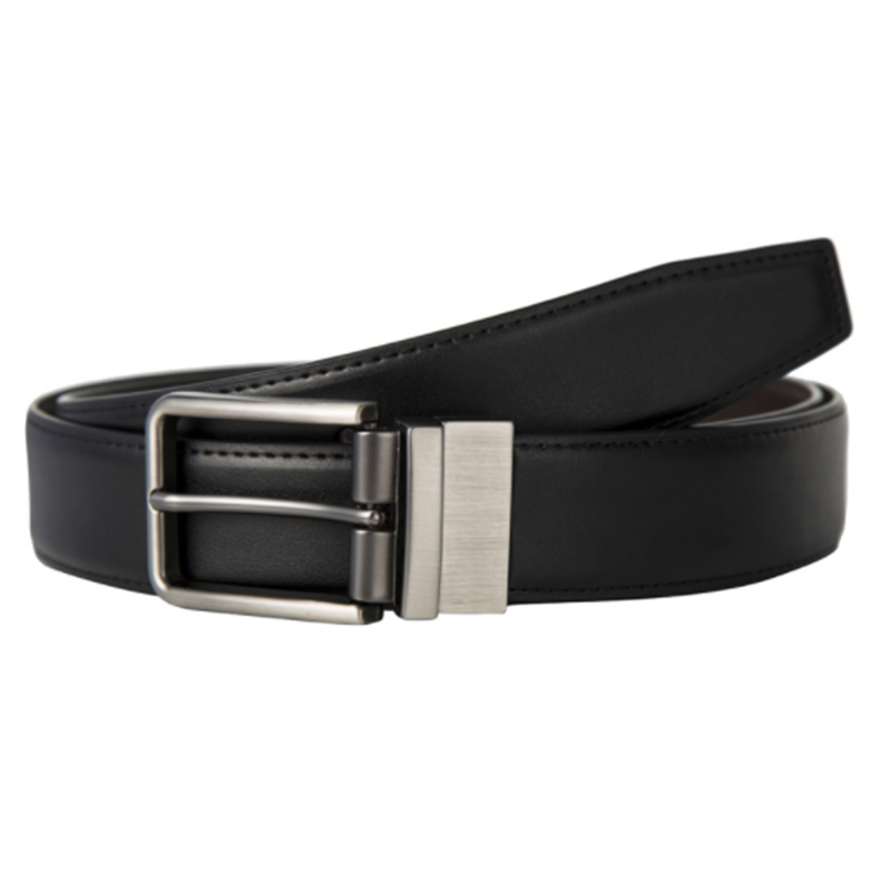 Reversible leather cowhide men&apos;s rotating buckle belt