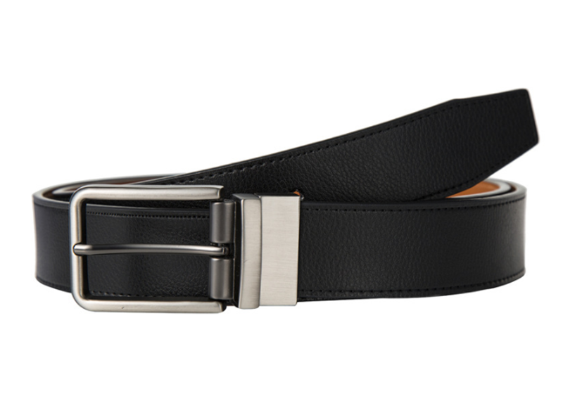 Reversible leather cowhide men&apos;s rotating buckle belt
