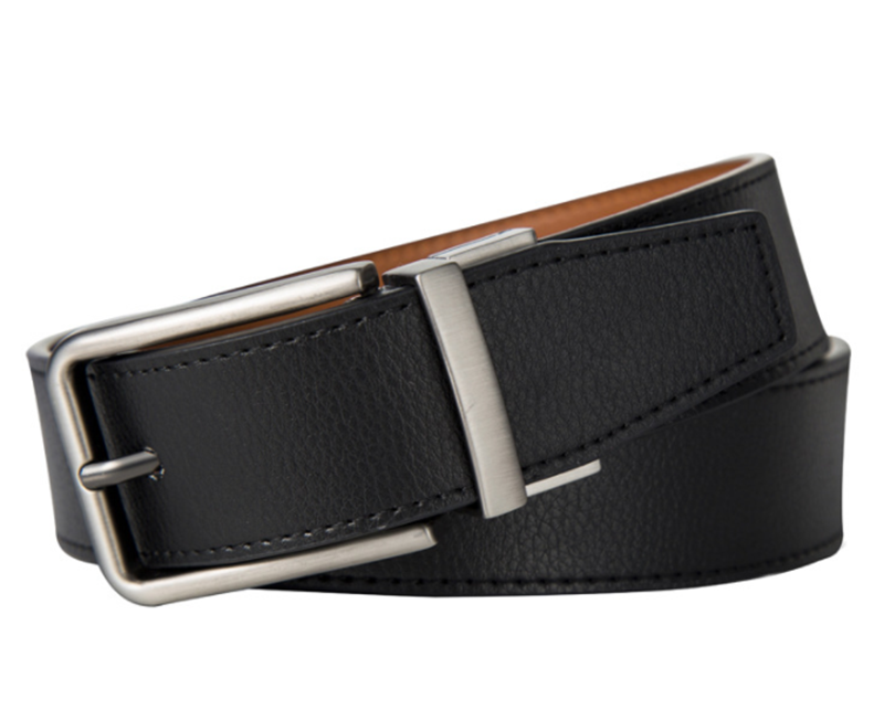 Reversible leather cowhide men&apos;s rotating buckle belt