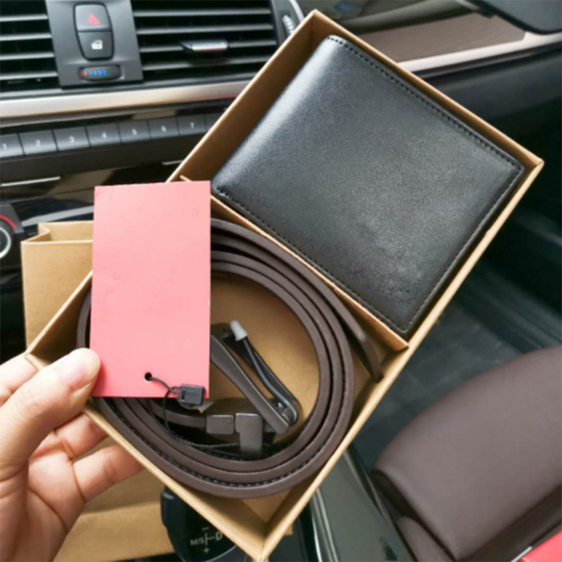 Men&apos;s wallet leather belt pin buckle gift box set