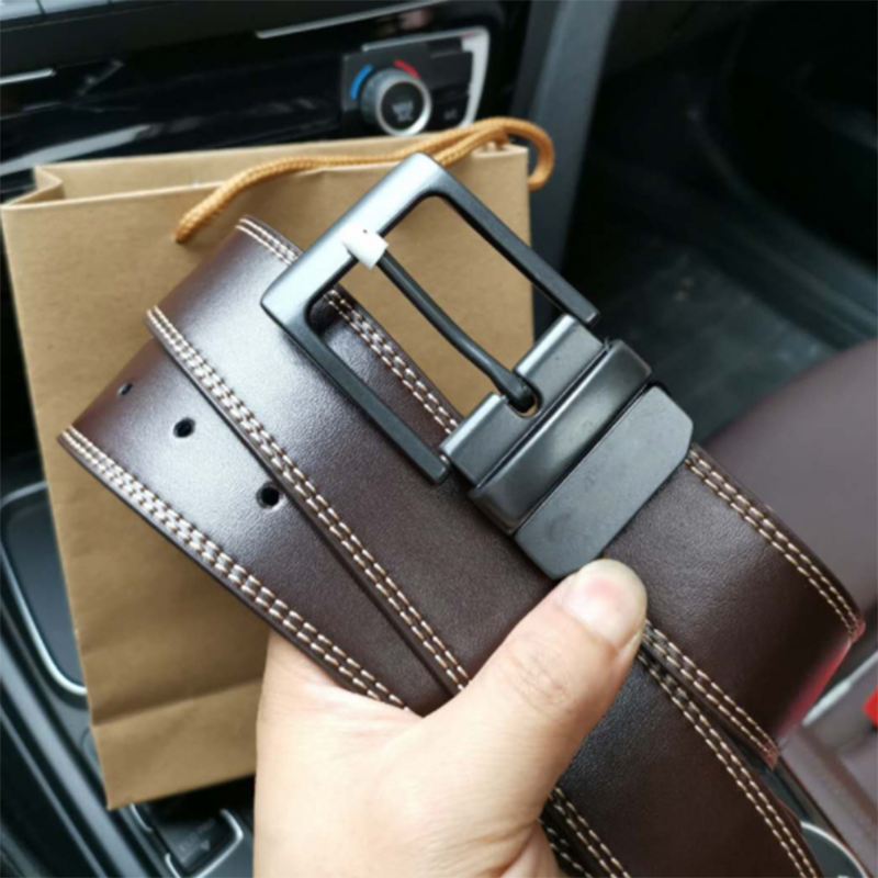 Men&apos;s wallet leather belt pin buckle gift box set