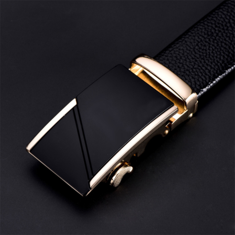 Pure leather automatic buckle men&apos;s belt