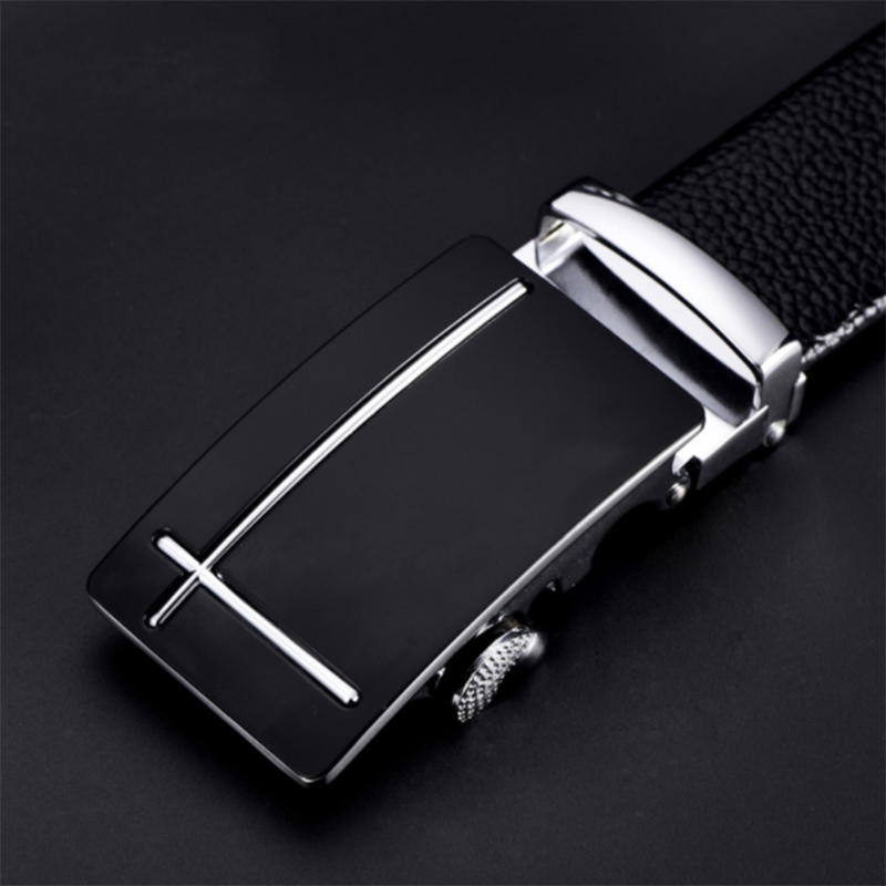 Pure leather automatic buckle men&apos;s belt
