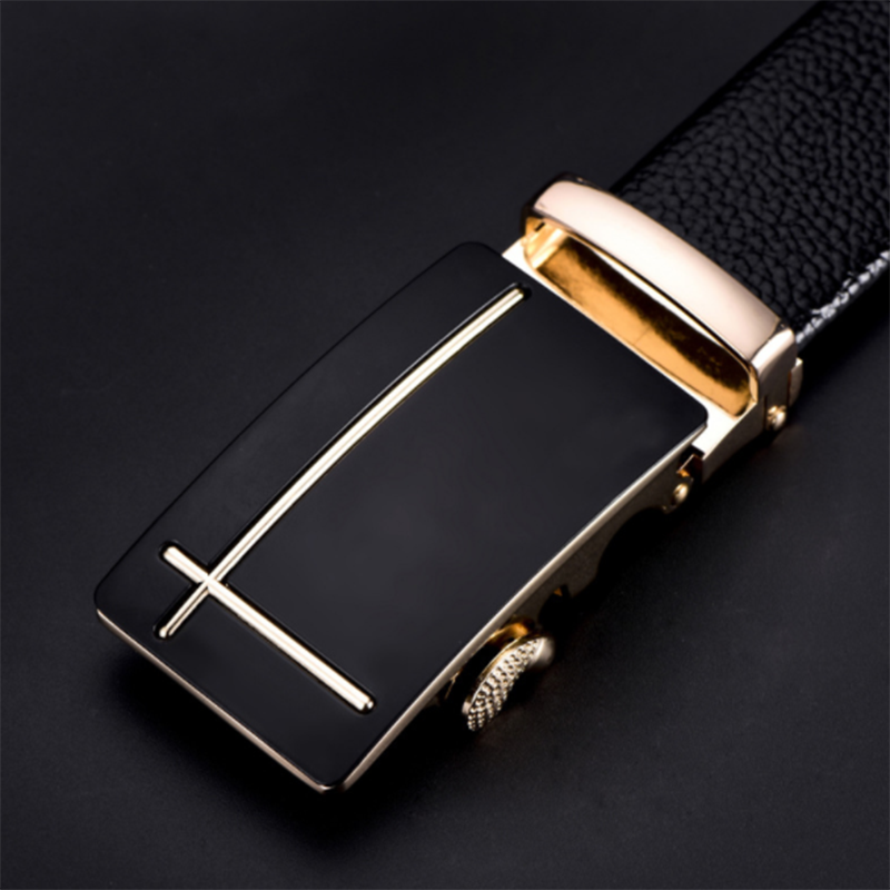 Pure leather automatic buckle men&apos;s belt