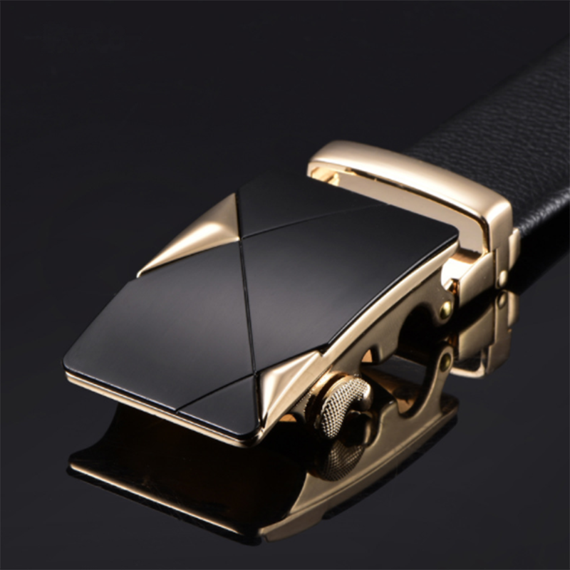 Pure leather automatic buckle men&apos;s belt