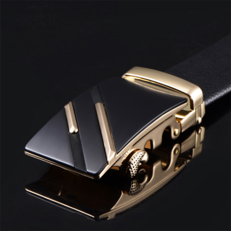 Pure leather automatic buckle men&apos;s belt