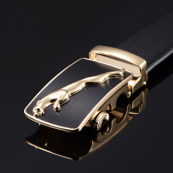 Pure leather automatic buckle men&apos;s belt
