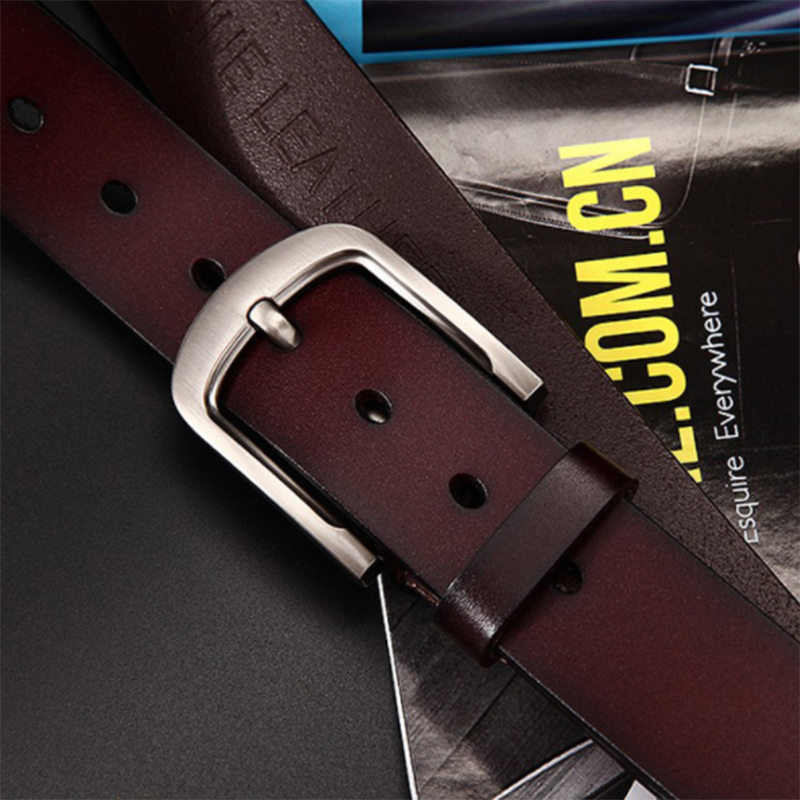 Korean fashion casual retro pure leather leather men&apos;s pin buckle belt
