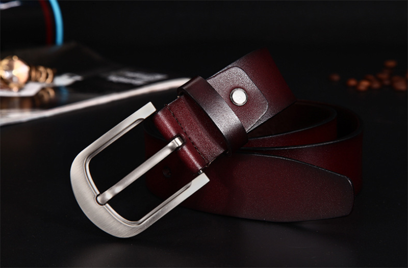 Korean fashion casual retro pure leather leather men&apos;s pin buckle belt