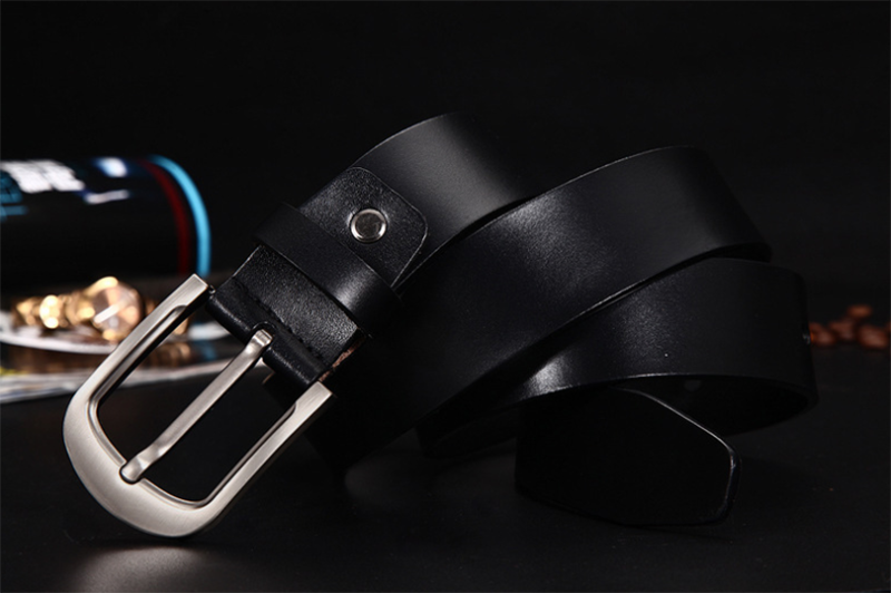 Korean fashion casual retro pure leather leather men&apos;s pin buckle belt